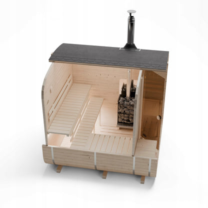 SAUNA OGRODOWA WOLA QUADRO QL 240cm złożona z piecem i oświetleniem ZŁOŻONA