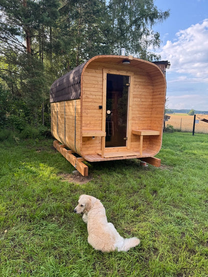 SAUNA OGRODOWA WOLA QUADRO QL 240cm złożona z piecem i oświetleniem ZŁOŻONA