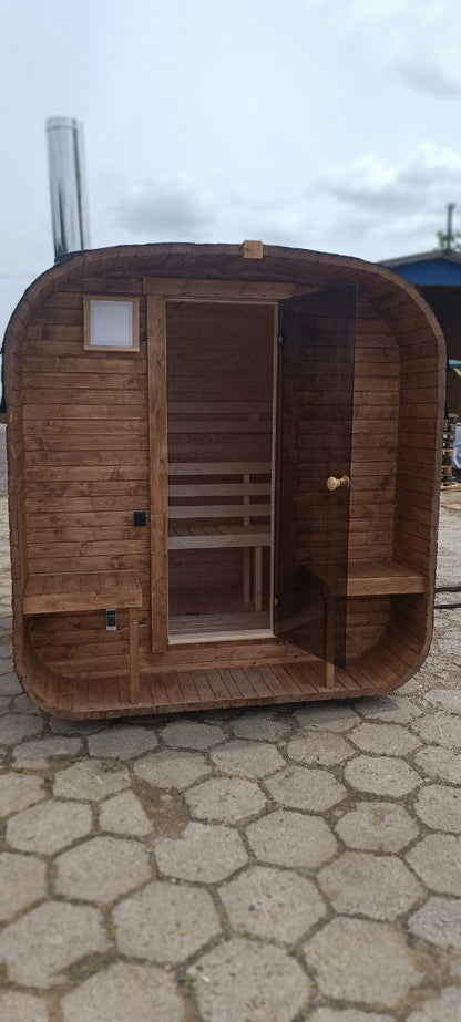 SAUNA OGRODOWA WOLA QUADRO QL 240cm złożona z piecem i oświetleniem ZŁOŻONA